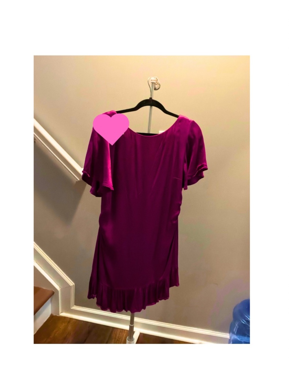 Anthropologie Magenta Flutter Sleeve Ruffle Mini Dress